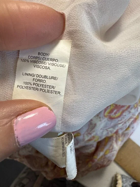 Lucky Brand Floral Flutter Sleeve High Low Maxi Dress Size Large - Picture 13 of 14